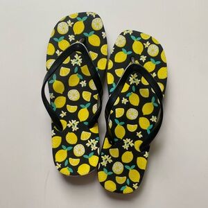 Lemon Print Flip Flops